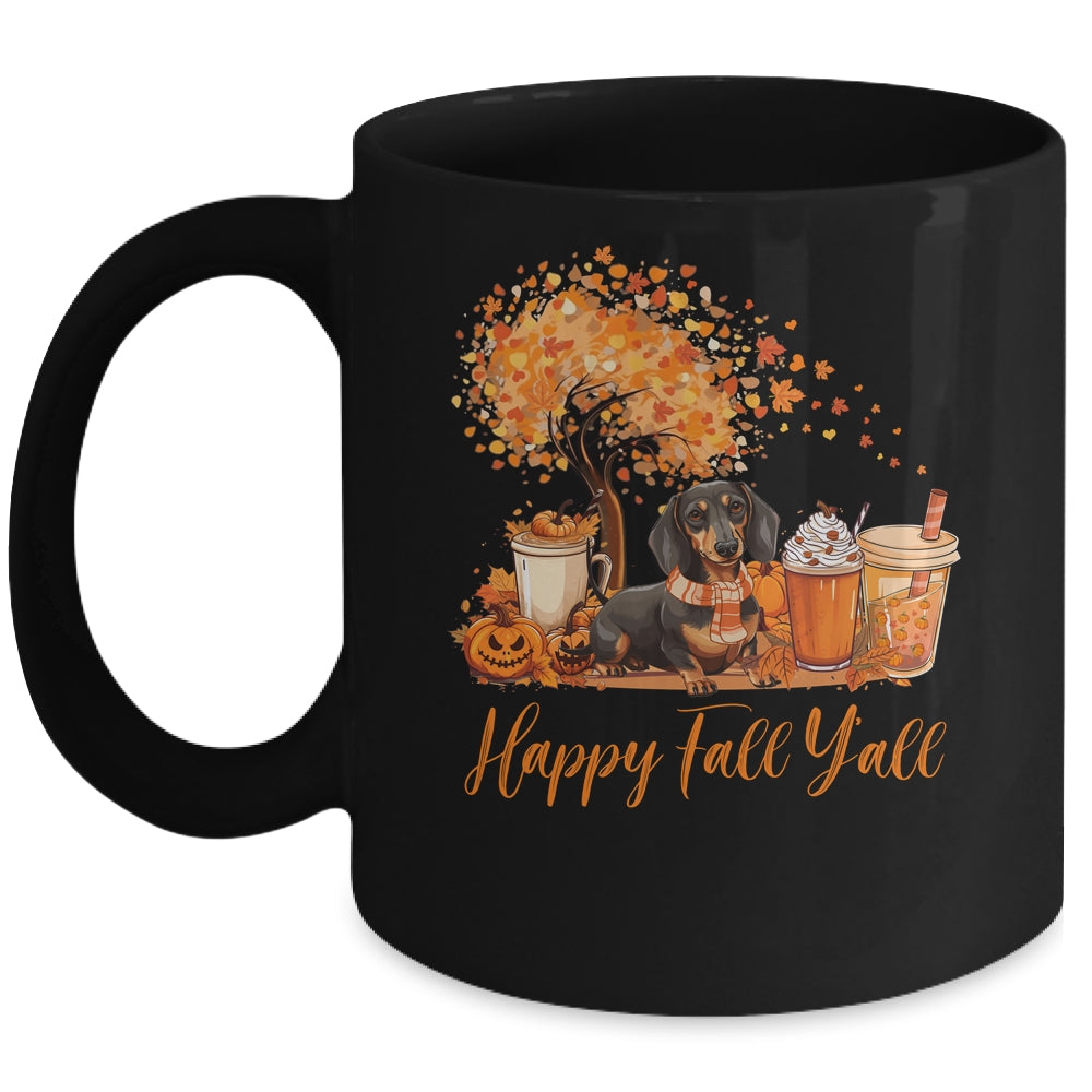Happy Fall Y'all Dachshund Autumn Pumpkin Spice Latte Mug | siriusteestore
