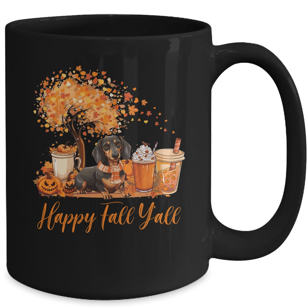 Happy Fall Y'all Dachshund Autumn Pumpkin Spice Latte Mug | siriusteestore