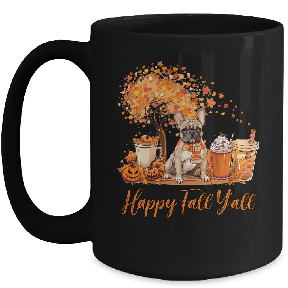 Happy Fall Y'all French Bulldog Autumn Pumpkin Spice Latte Mug | siriusteestore