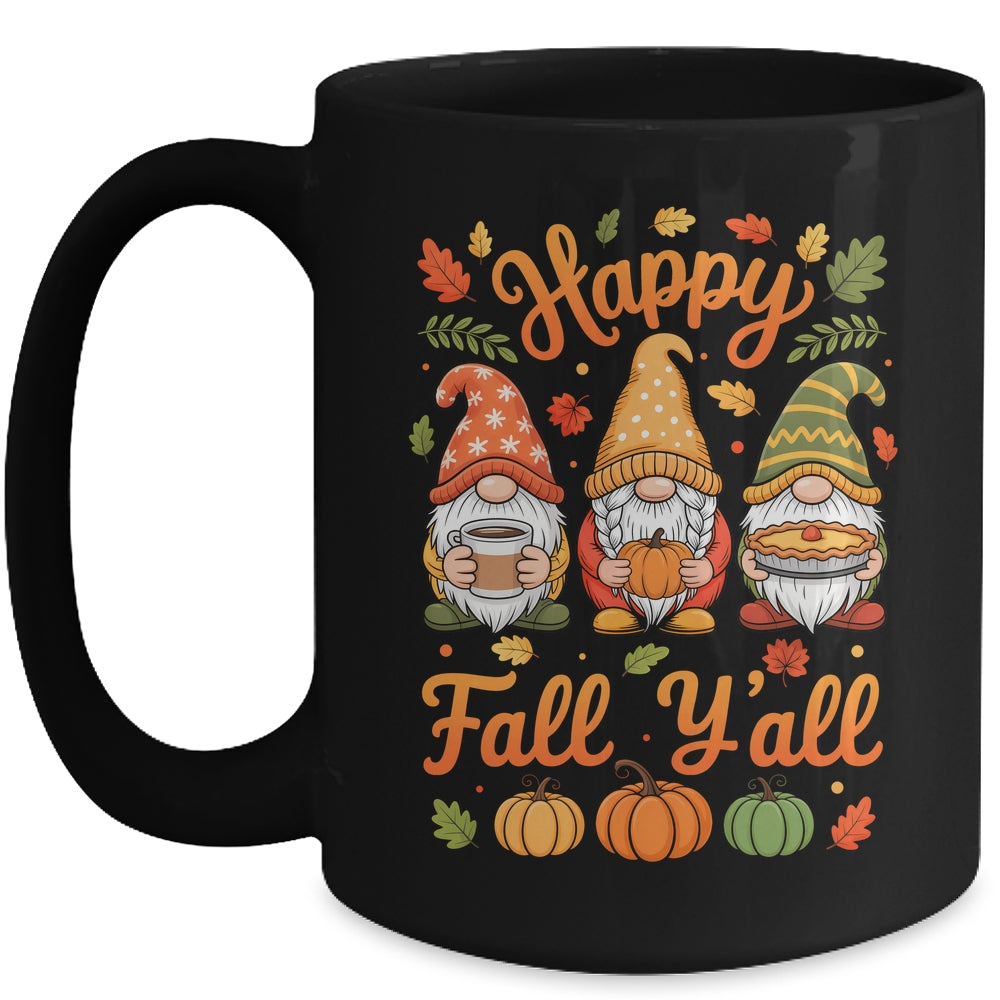 Happy Fall Y'all Gnome Pumpkin Autumn Thanksgiving Men Women Mug | siriusteestore