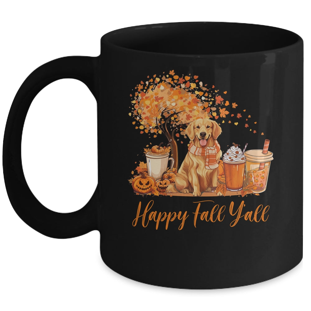 Happy Fall Y'all Golden Retriever Autumn Pumpkin Spice Latte Mug | siriusteestore