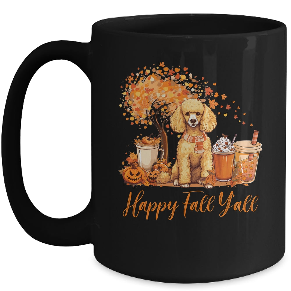 Happy Fall Y'all Poodle Autumn Pumpkin Spice Latte Mug | siriusteestore