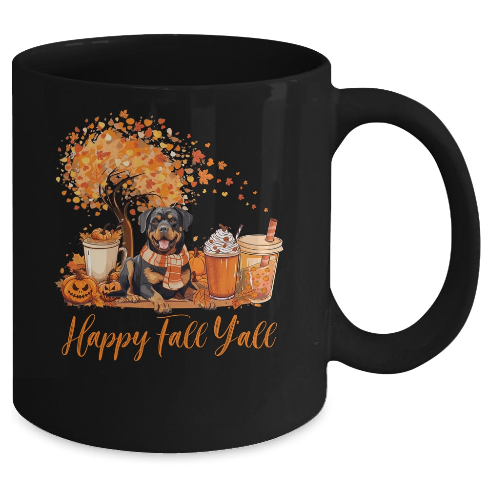 Happy Fall Y'all Rottweiler Autumn Pumpkin Spice Latte Mug | siriusteestore