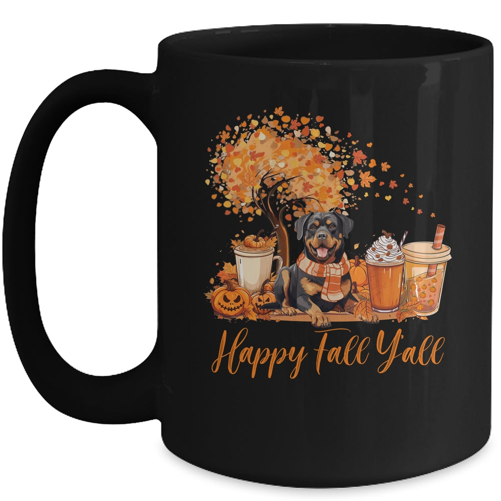 Happy Fall Y'all Rottweiler Autumn Pumpkin Spice Latte Mug | siriusteestore