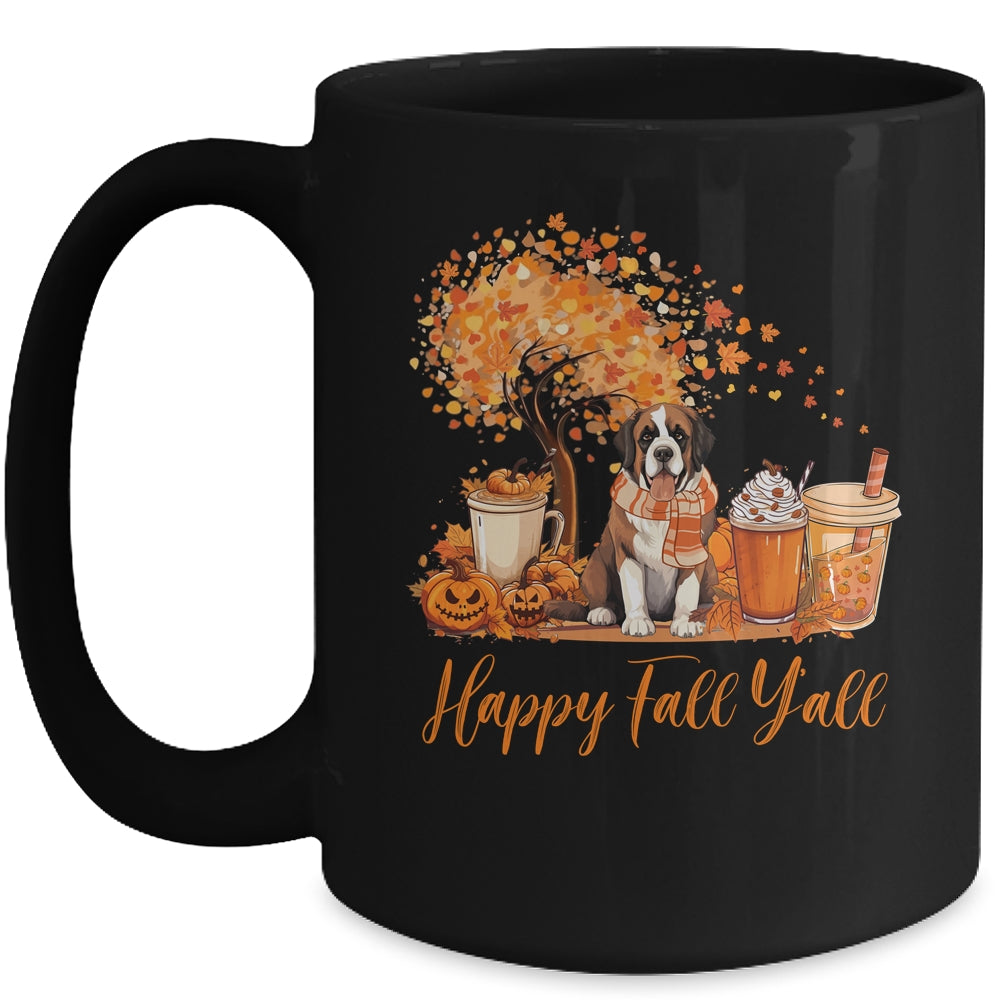 Happy Fall Y'all Saint Bernard Autumn Pumpkin Spice Latte Mug | siriusteestore