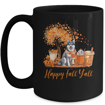Happy Fall Y'all Siberian Husky Autumn Pumpkin Spice Latte Mug | siriusteestore