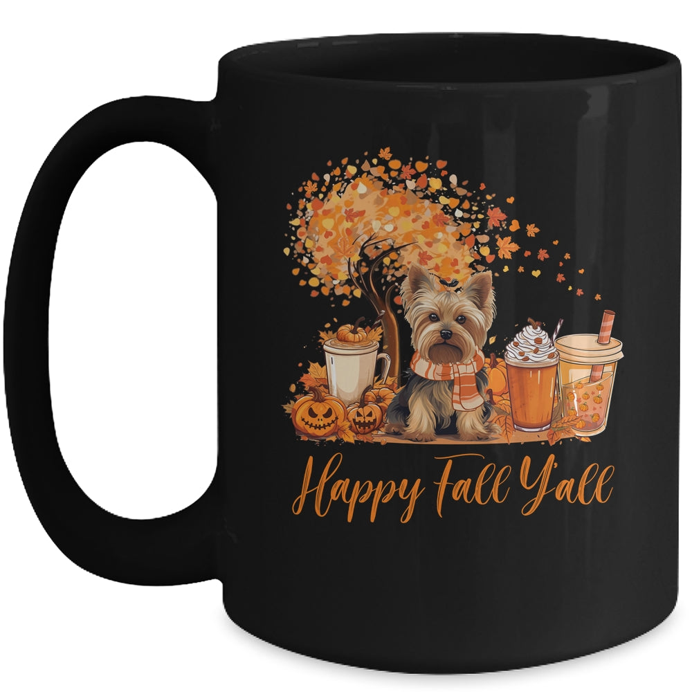 Happy Fall Y'all Yorkie Autumn Pumpkin Spice Latte Mug | siriusteestore