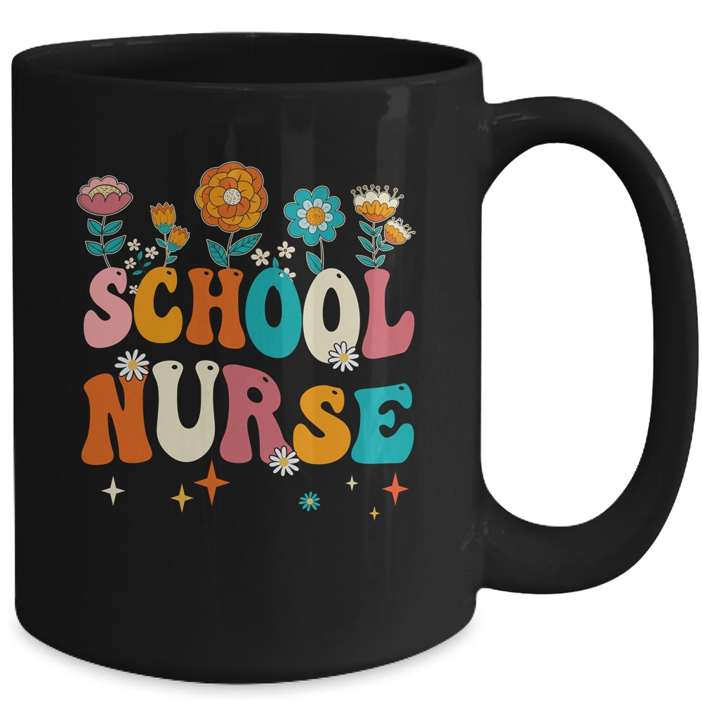 Happy First Day Of School Nurse Groovy Retro Back To School Mug | siriusteestore