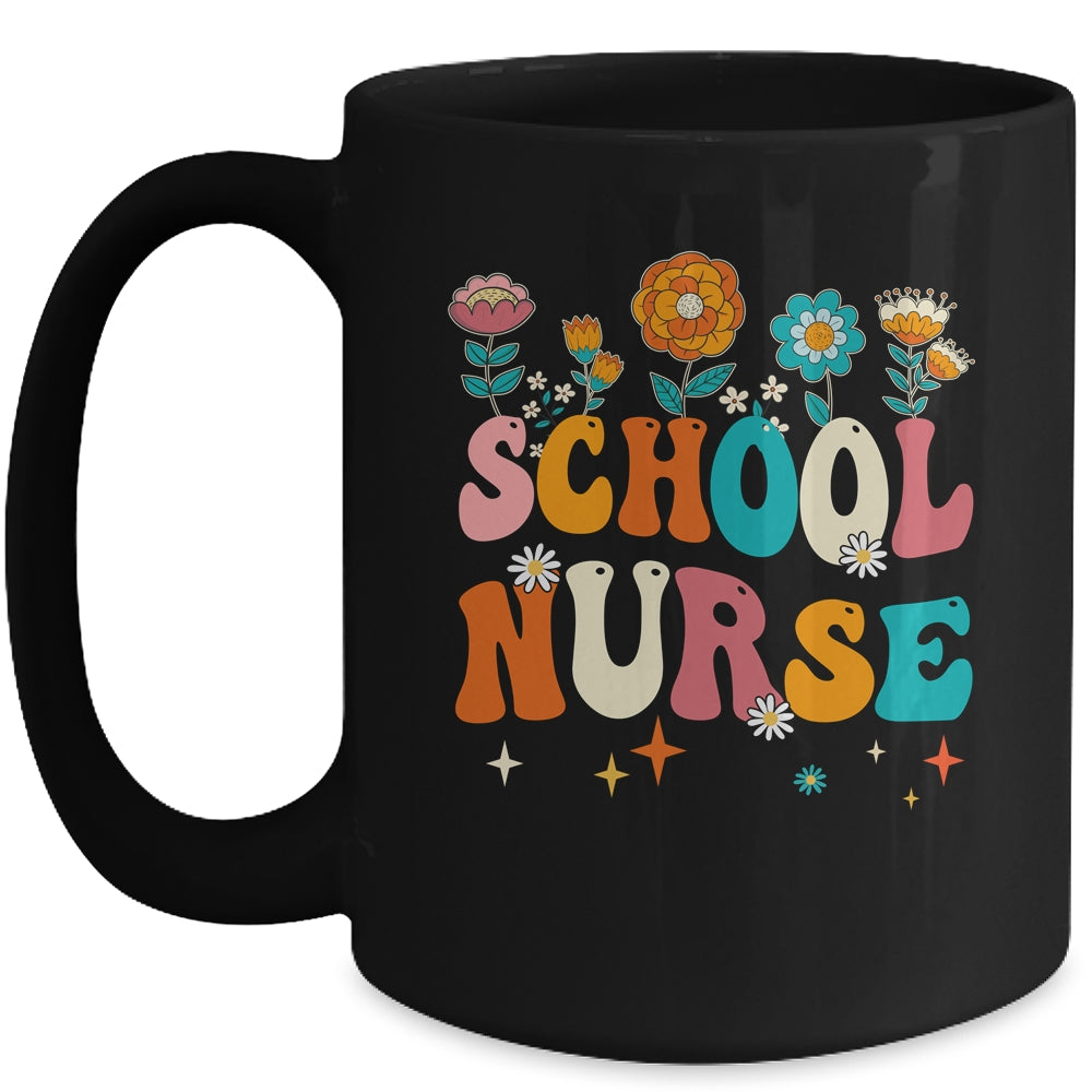 Happy First Day Of School Nurse Groovy Retro Back To School Mug | siriusteestore