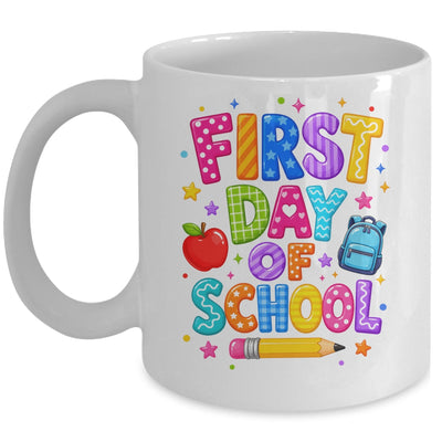 Happy First Day Of School Preppy Back To School Teacher Mug | siriusteestore