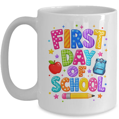 Happy First Day Of School Preppy Back To School Teacher Mug | siriusteestore