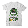 Happy Go Lucky Messy Bun Leopard Shamrock St Patrick's Day Shirt & Hoodie | siriusteestore