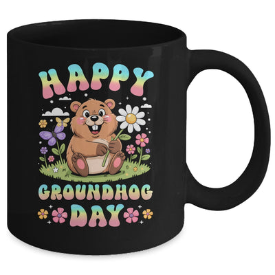 Happy Groundhog Day 2026 Cute Groundhog Lover Flower Girl Mug | siriusteestore