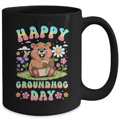 Happy Groundhog Day 2026 Cute Groundhog Lover Flower Girl Mug | siriusteestore
