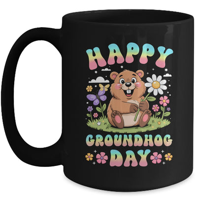Happy Groundhog Day 2026 Cute Groundhog Lover Flower Girl Mug | siriusteestore