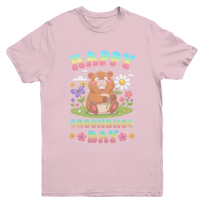 Happy Groundhog Day 2026 Cute Groundhog Lover Flower Girl Youth Shirt | siriusteestore