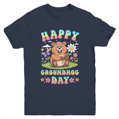 Happy Groundhog Day 2026 Cute Groundhog Lover Flower Girl Youth Shirt | siriusteestore