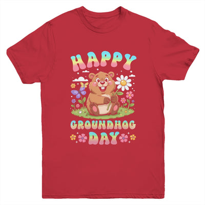 Happy Groundhog Day 2026 Cute Groundhog Lover Flower Girl Youth Shirt | siriusteestore