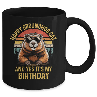 Happy Groundhog Day Birthday Cool Groundhog With Sunglasses Mug | siriusteestore
