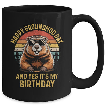 Happy Groundhog Day Birthday Cool Groundhog With Sunglasses Mug | siriusteestore
