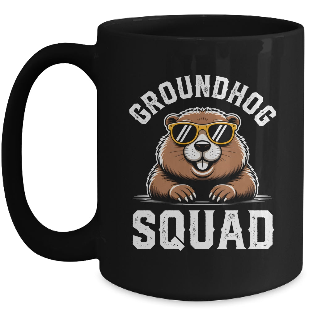 Happy Groundhog Squad 2026 Cool Groundhog With Sunglasses Mug | siriusteestore