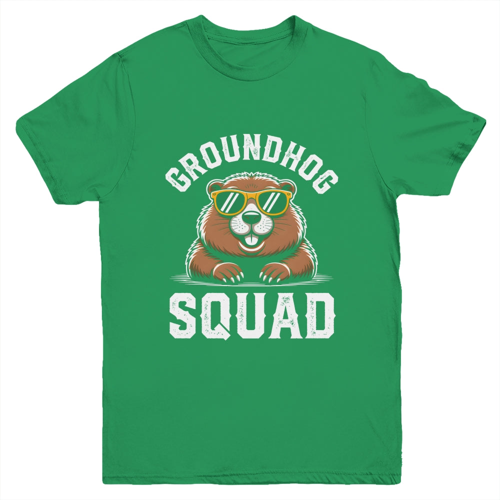 Happy Groundhog Squad 2026 Cool Groundhog With Sunglasses Youth Shirt | siriusteestore