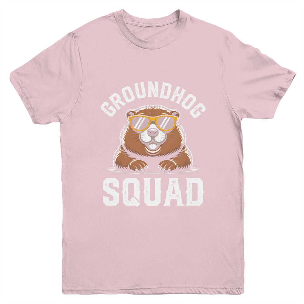 Happy Groundhog Squad 2026 Cool Groundhog With Sunglasses Youth Shirt | siriusteestore