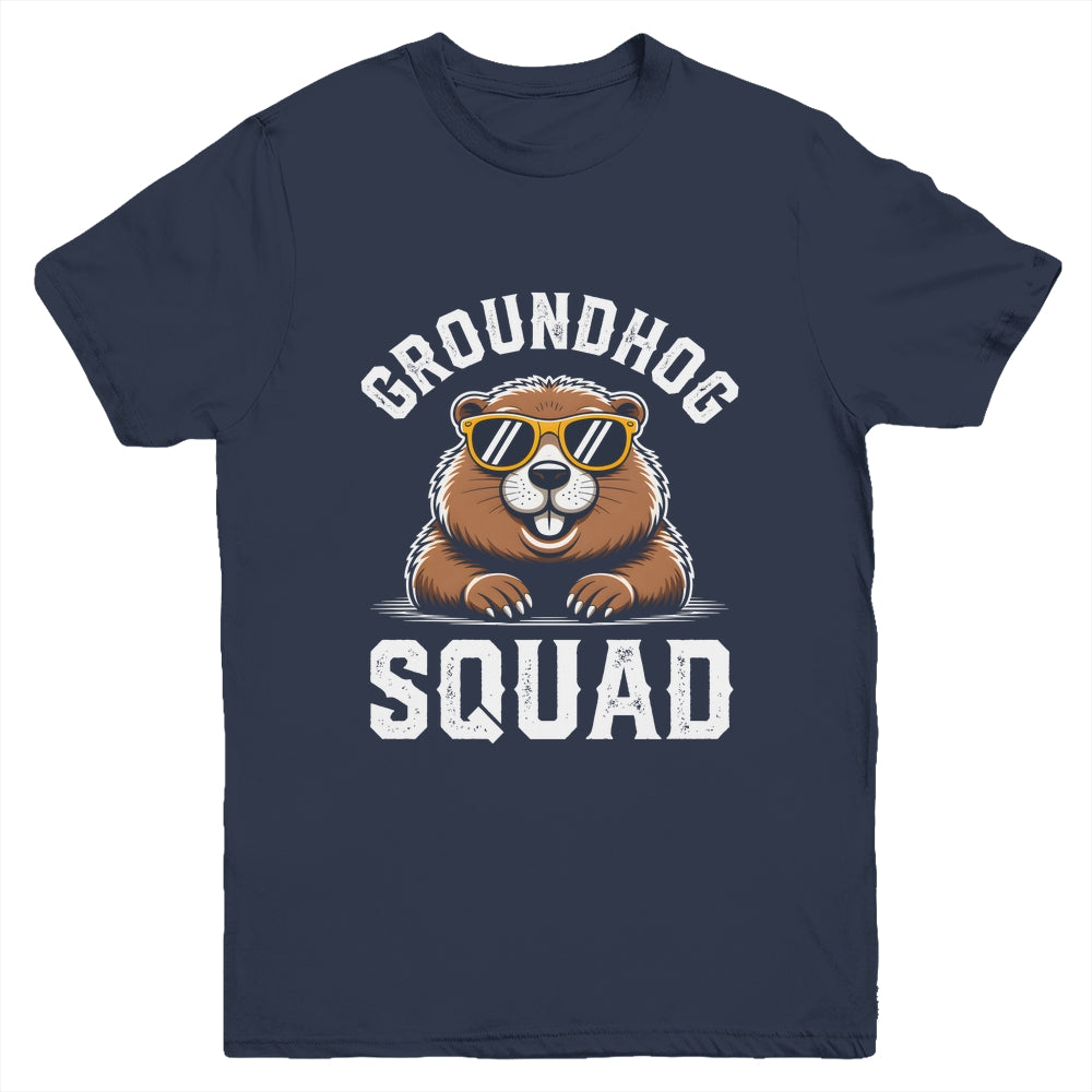 Happy Groundhog Squad 2026 Cool Groundhog With Sunglasses Youth Shirt | siriusteestore