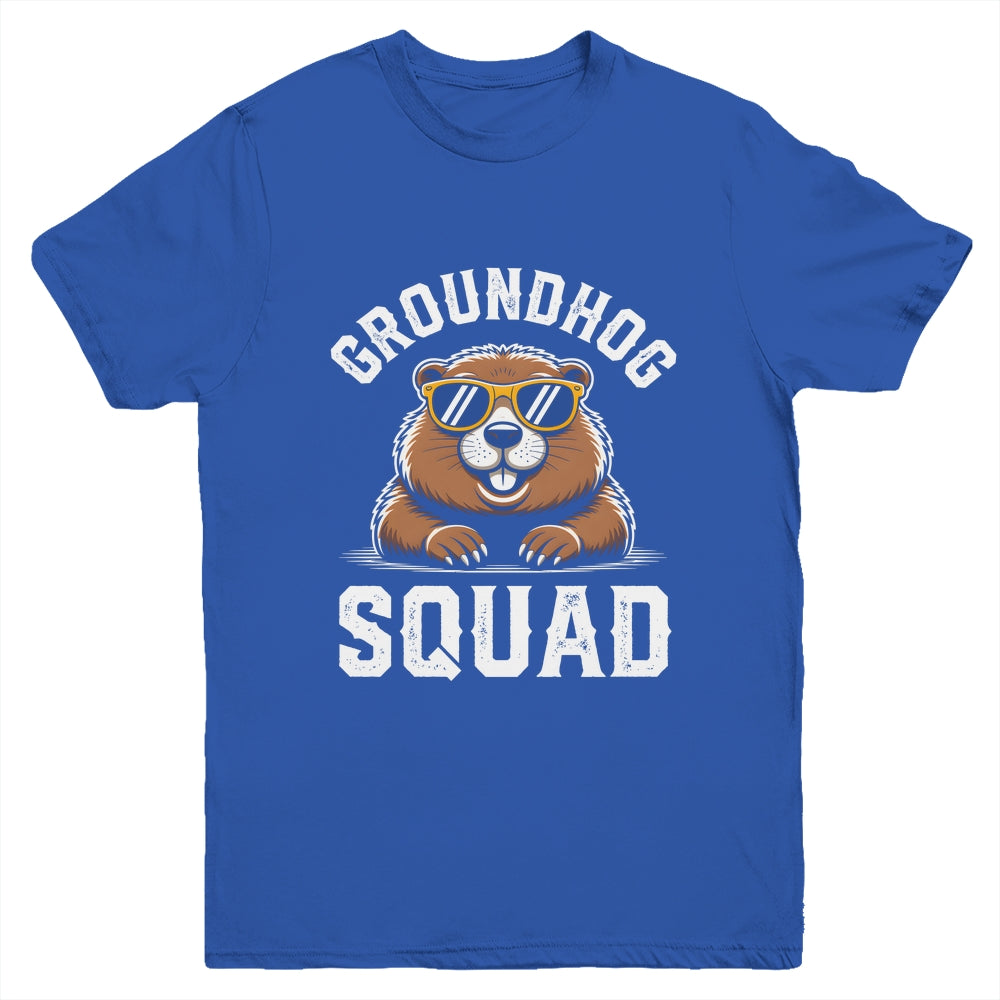 Happy Groundhog Squad 2026 Cool Groundhog With Sunglasses Youth Shirt | siriusteestore