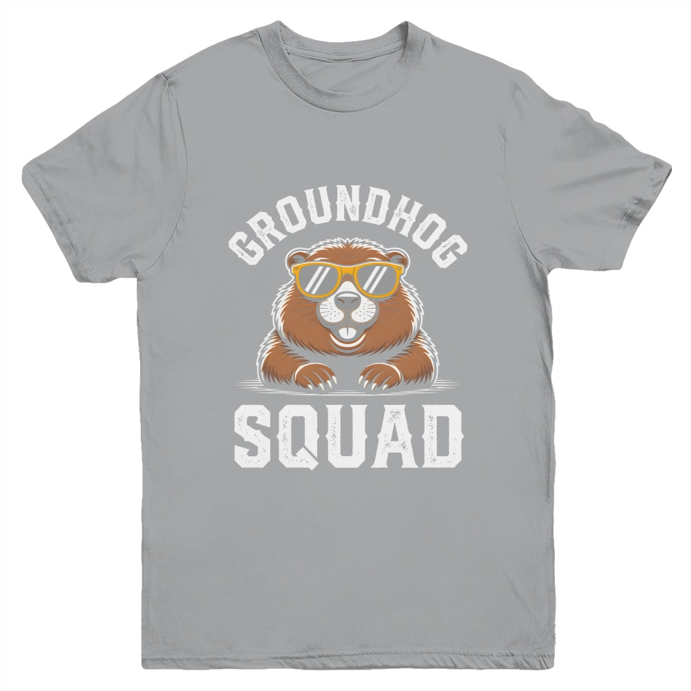 Happy Groundhog Squad 2026 Cool Groundhog With Sunglasses Youth Shirt | siriusteestore