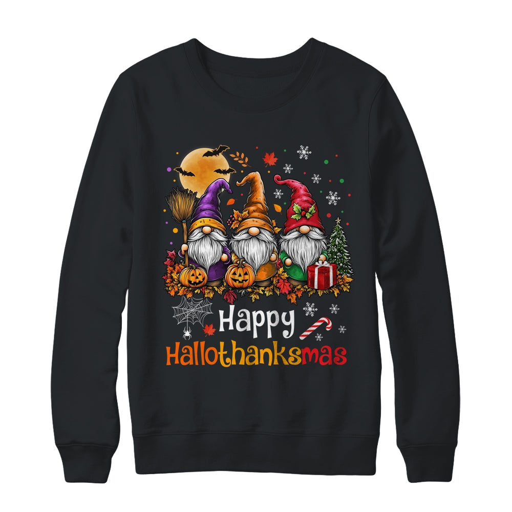 Happy Hallothanksmas Gnomes Lover Halloween Merry Christmas Shirt & Sweatshirt | siriusteestore