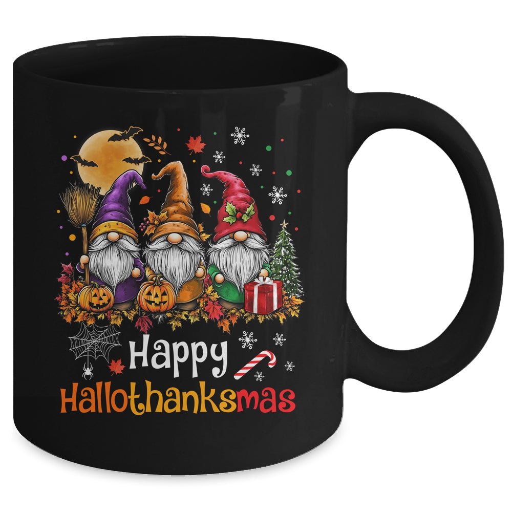 Happy Hallothanksmas Gnomes Lover Halloween Merry Christmas Mug | siriusteestore