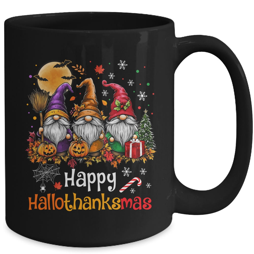 Happy Hallothanksmas Gnomes Lover Halloween Merry Christmas Mug | siriusteestore