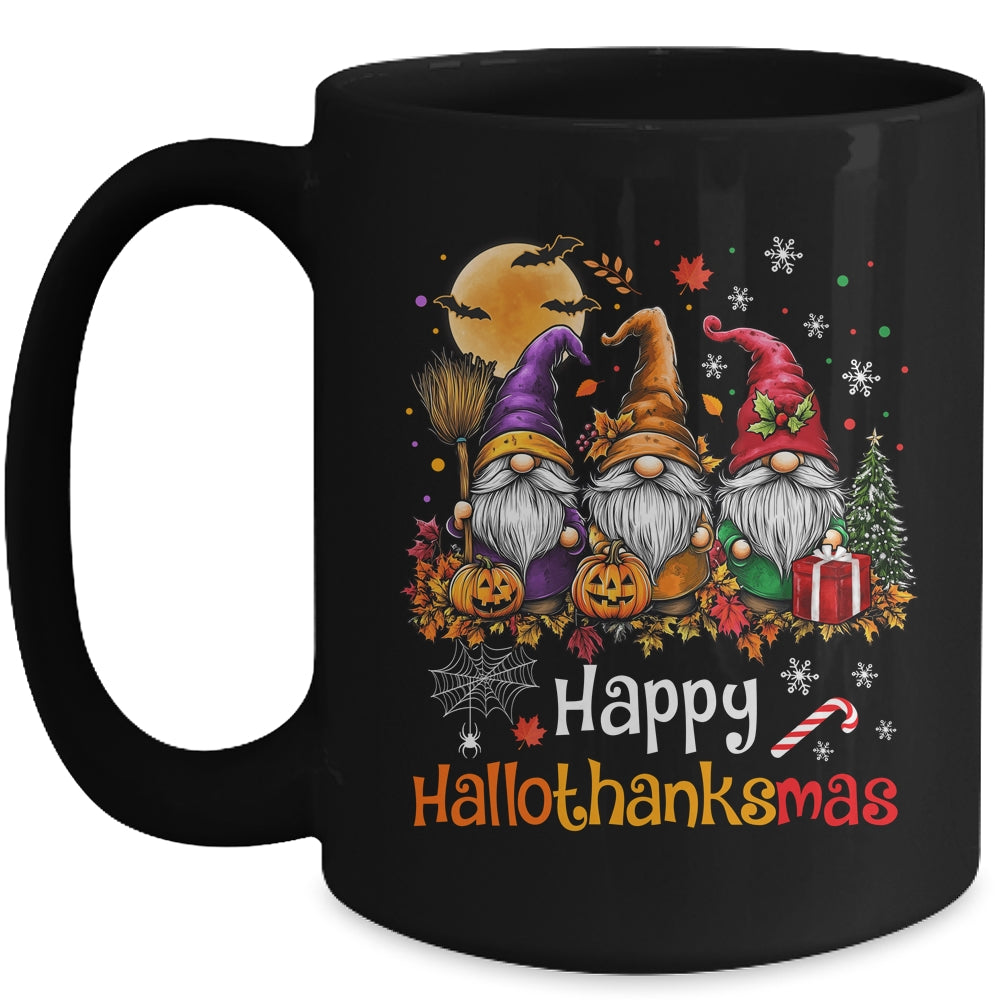 Happy Hallothanksmas Gnomes Lover Halloween Merry Christmas Mug | siriusteestore