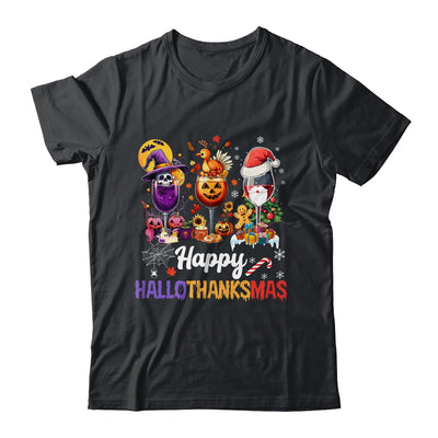 Happy Hallothanksmas Halloween Thanksgiving Christmas Drink Shirt & Sweatshirt | siriusteestore