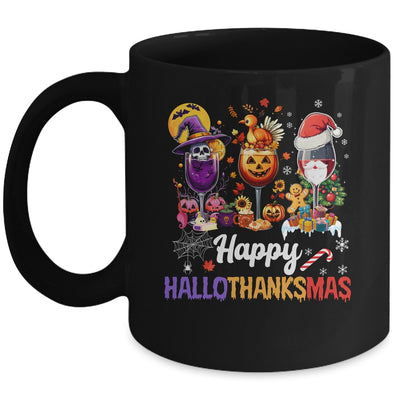 Happy Hallothanksmas Halloween Thanksgiving Christmas Drink Mug | siriusteestore