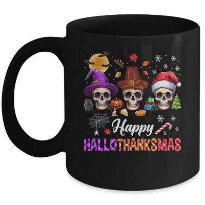 Happy Hallothanksmas Skull Halloween Thanksgiving Xmas Mug | siriusteestore