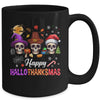 Happy Hallothanksmas Skull Halloween Thanksgiving Xmas Mug | siriusteestore
