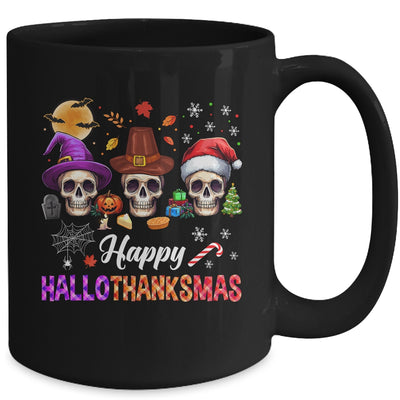 Happy Hallothanksmas Skull Halloween Thanksgiving Xmas Mug | siriusteestore