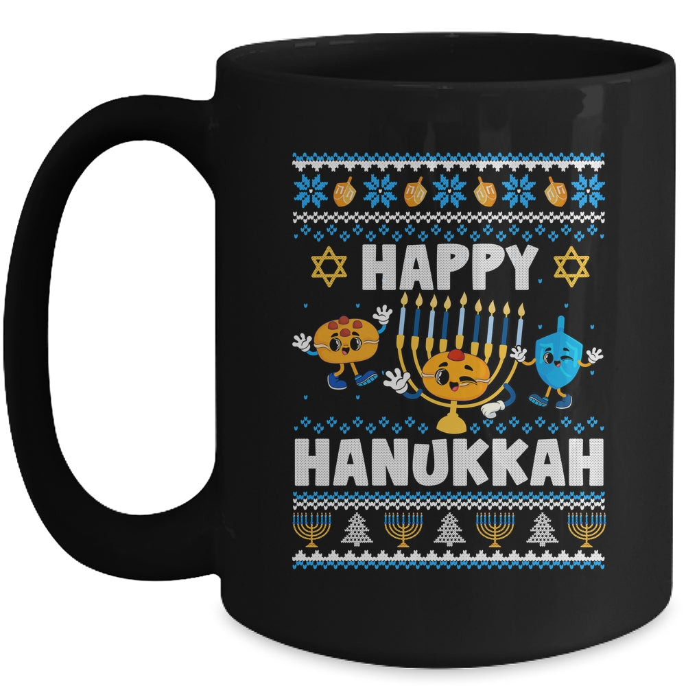 Happy Hanukkah Menorah Dreidel Ugly Chanukah Men Women Mug | siriusteestore