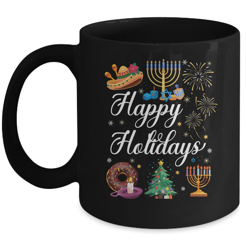 Happy Holidays Hanukkah Christmas Kwanzaa Happy New Year Mug | siriusteestore