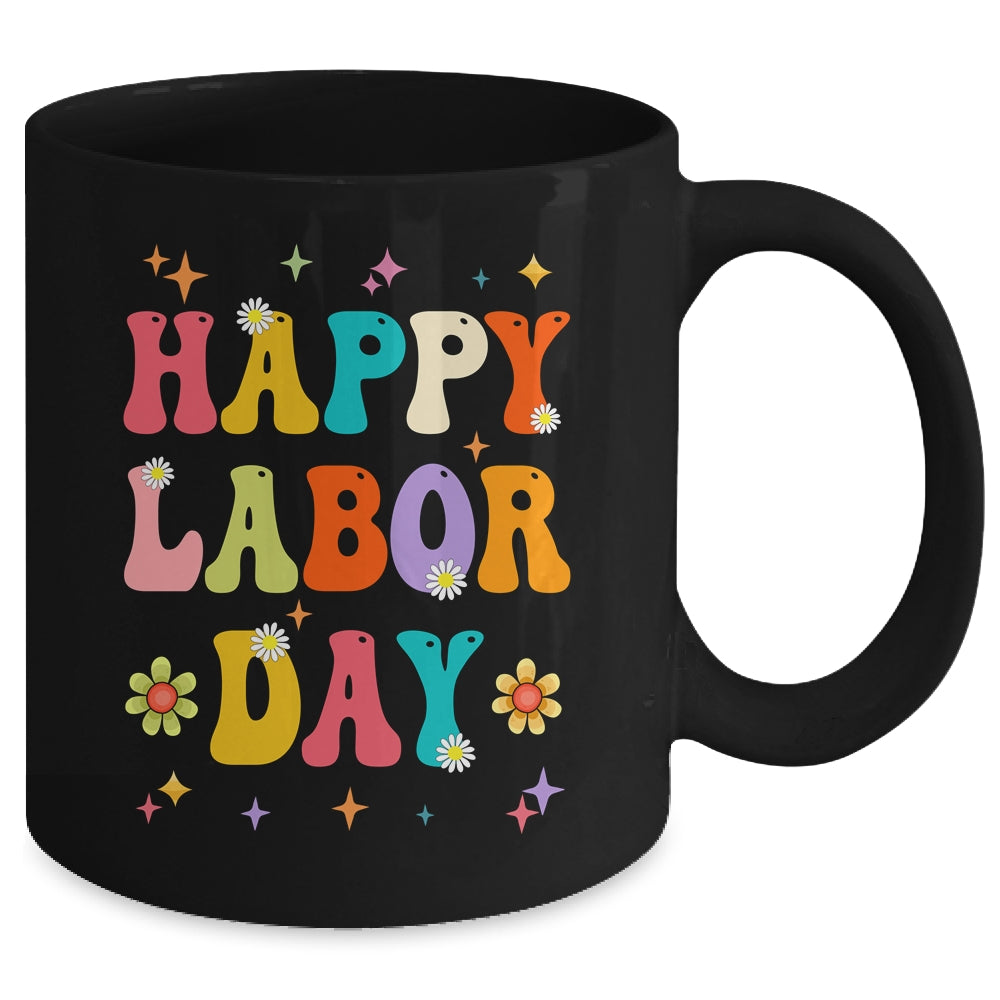 Happy Labor Day Groovy Vintage Funny Proud Labor Matching Mug | siriusteestore