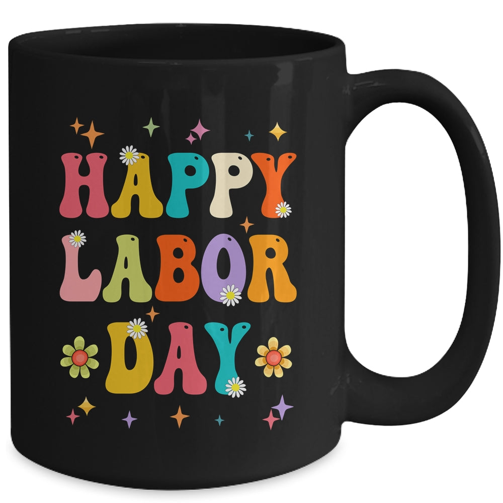 Happy Labor Day Groovy Vintage Funny Proud Labor Matching Mug | siriusteestore