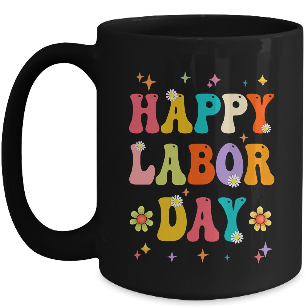 Happy Labor Day Groovy Vintage Funny Proud Labor Matching Mug | siriusteestore