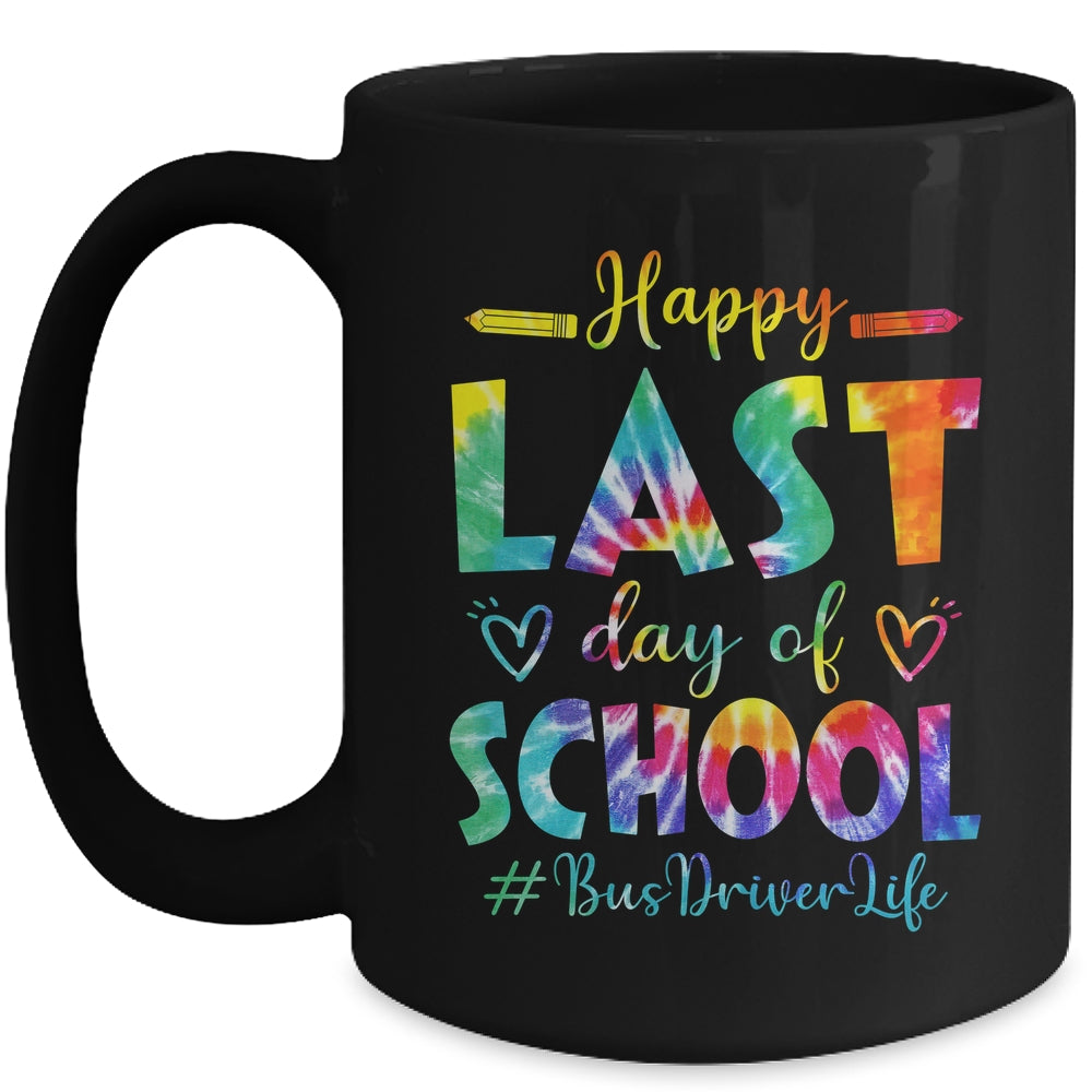 Happy Last Day Of School Bus Driver Life Summer Tie Dye Mug | siriusteestore