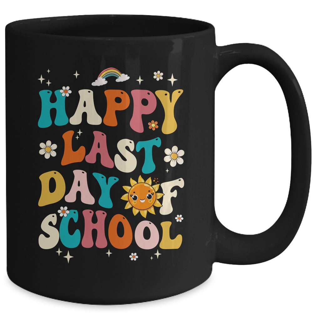 Happy Last Day Of School Graduation Groovy Teacher Student Mug | siriusteestore