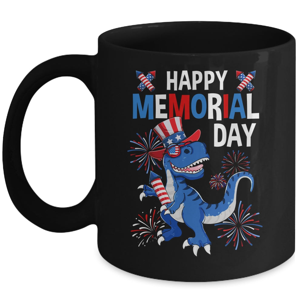 Happy Memorial Day 4th Of July Dinosaur American Flag Hat Mug | siriusteestore