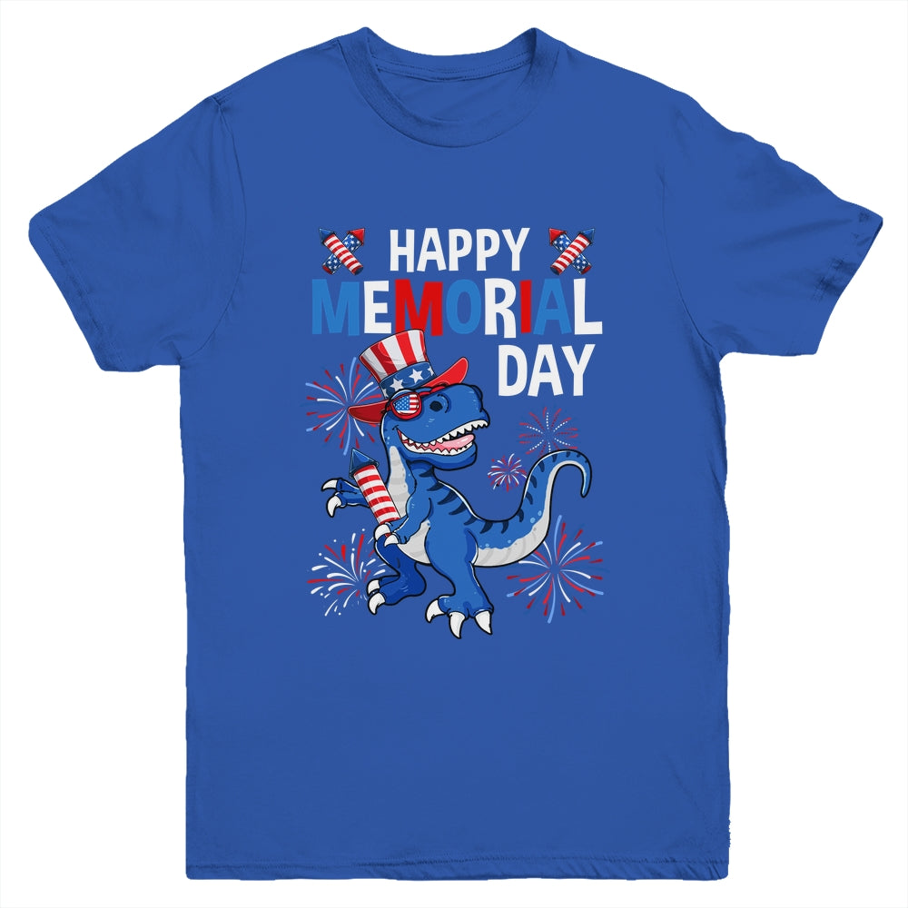 Happy Memorial Day 4th Of July Dinosaur American Flag Hat Youth Shirt | siriusteestore