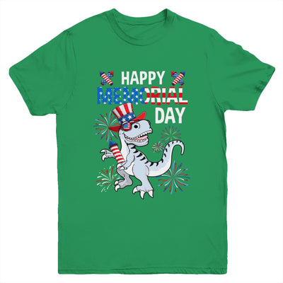 Happy Memorial Day 4th Of July Dinosaur US American Flag Youth Shirt | siriusteestore