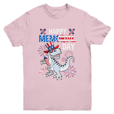 Happy Memorial Day 4th Of July Dinosaur US American Flag Youth Shirt | siriusteestore